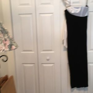 Black velvet dress with white satin